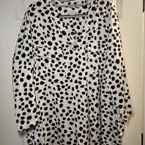 Liz Claiborne Black and White Polka Dot Blouse